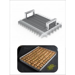 PASLANMAZ ÇELİK Baklava Dilimi İZ ÇIKARMA  Bıçağı İz Çıkarma Aparatı 35 x 45 tepsi 7x11 Dilim