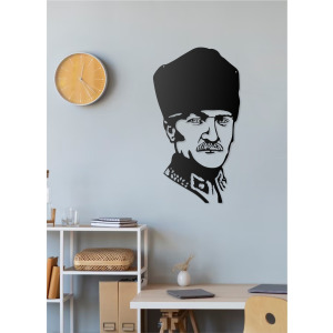 Atatürk Portresi Askeri Tasarımlı Metal Duvar Tablosu Dekoru