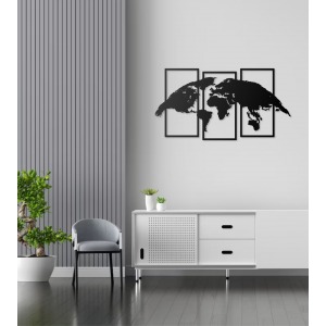 Dünya Haritası Tasarımlı Kanvas Modeli Tek Parça Harita Modeli duvar Dekoru Tablosu