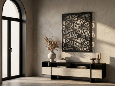 Modern Metal Art Deco Yelpaze Desenli Duvar Tablosu Kare Geometrik Salon Ofis Duvar Dekoru