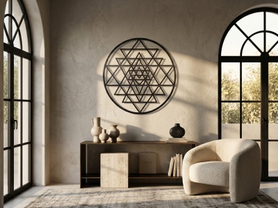 Modern Metal Sri Yantra Mandala Duvar Tablosu Yuvarlak Geometrik Salon Ofis Duvar Dekoru