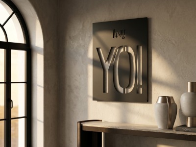 Modern Metal Hey Yo Yazılı Duvar Tablosu Tipografik Genç Odası Salon Ofis Duvar Dekoru