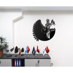 Avukatlık Adalet Tasarımlı Metal Duvar Saati Ev ve Ofis Dekoratif Saatler