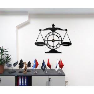Avukatlık Adalet Tasarımlı Metal Duvar Saati Ev ve Ofis Dekoratif Saatler