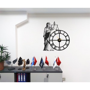 Avukatlık Adalet Tasarımlı Metal Duvar Saati Ev ve Ofis Dekoratif Saatler