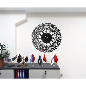 Duvar Saati Dini Islami Asr Suresi Tasarımlı Ev ve Ofis Için Dekoratif Metal Duvar Saati