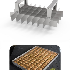 Paslanmaz Çelik Baklava Dilimi İz Çıkarma Bıçağı İz Çıkarma Aparatı 25x35 Tepsi 9x5 Dilim