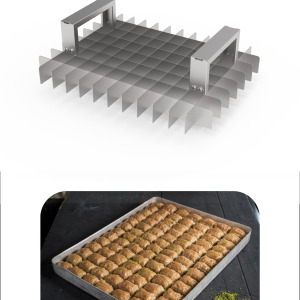 Baklava Dilimleme Bıçağı Paslanmaz Çelik Baklava Dilimi İz Çıkarma Bıçağı, 35x45 Tepsi 6x10 Dilim